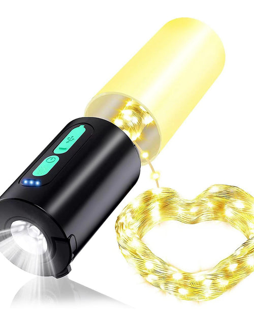Load image into Gallery viewer, 4 In 1 Rechargeable Camping String Light IP44 Waterproof Camping Lantern with 33Ft String Light 7 Light Modes Emergency Power Bank Carry Bag for Indoo
