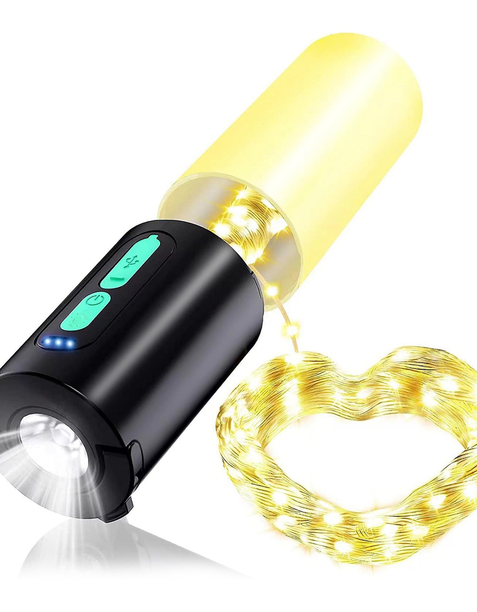 4 In 1 Rechargeable Camping String Light IP44 Waterproof Camping Lantern with 33Ft String Light 7 Light Modes Emergency Power Bank Carry Bag for Indoo