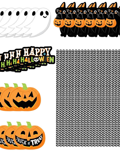 Load image into Gallery viewer, 25Pcs Halloween Party Striped Decorative Straws Disposable Drinking Straws Paper Straw Decor Happy Halloween Ghost Lantern Black Cat Halloween Party S
