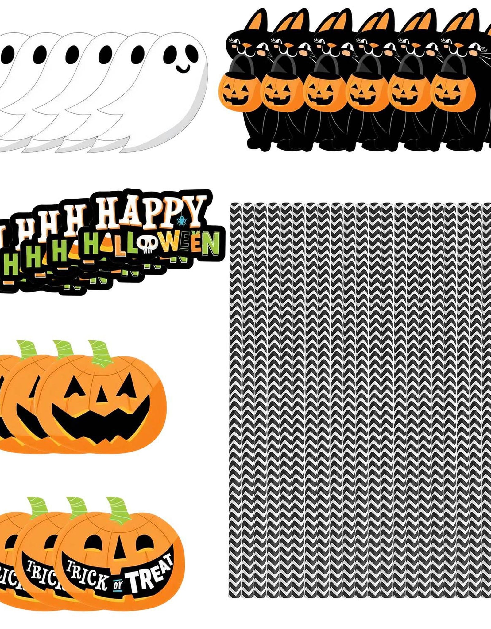 25Pcs Halloween Party Striped Decorative Straws Disposable Drinking Straws Paper Straw Decor Happy Halloween Ghost Lantern Black Cat Halloween Party S