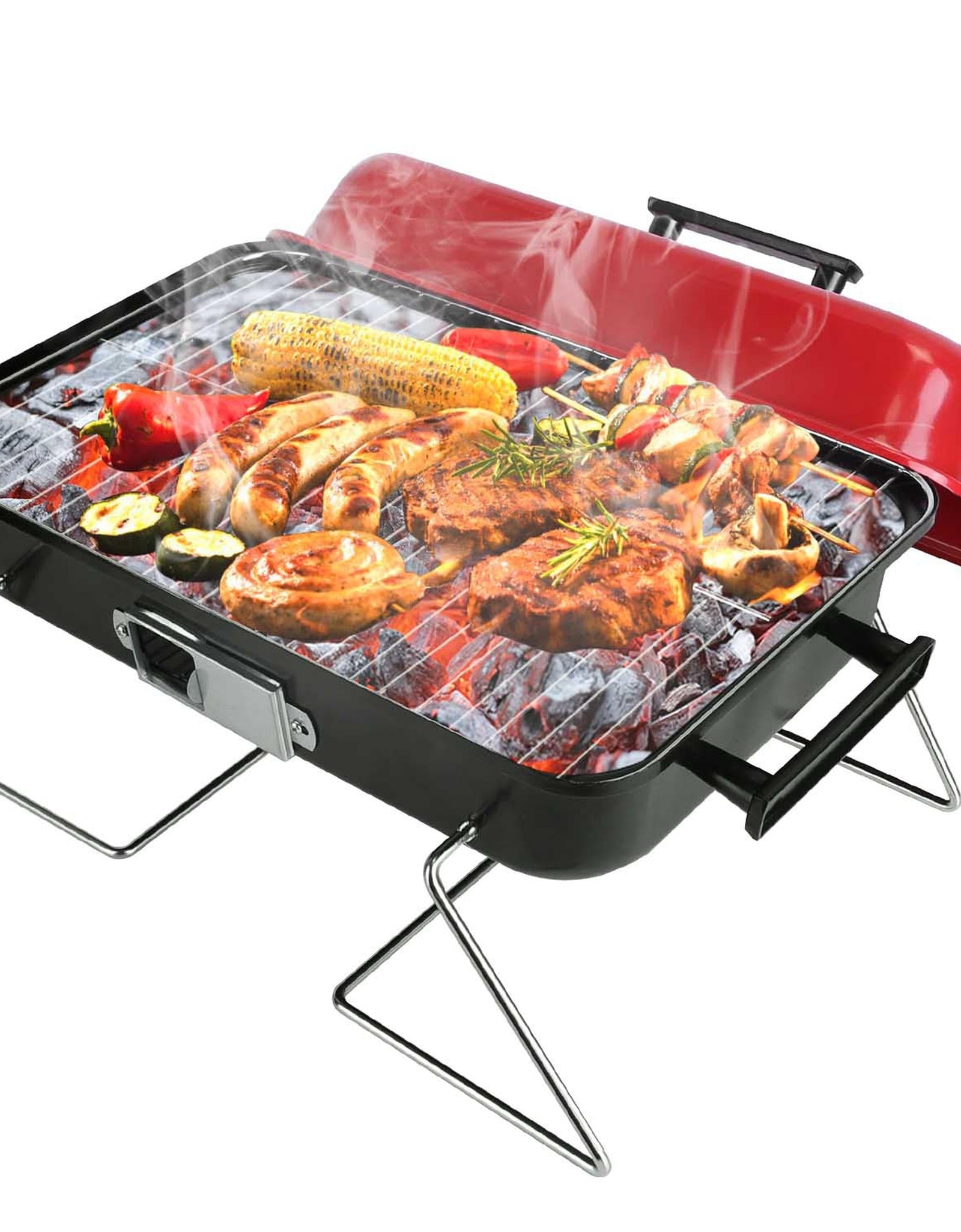Portable Charcoal Grill Outdoor�Tabletop Grill Small Barbecue Smoker Folding BBQ Grill with Lid for Backyard Camping Picnics Beach