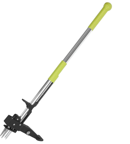 38.97in Aluminum Weed Puller Stand Up Weeder Without Bending Kneeling Manual Weed Remover Tool with 4 Claws for Lawn Yard Garden Patio