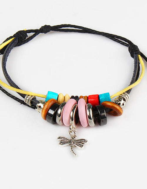 Load image into Gallery viewer, Fashion Dragonfly Pendant Leather Wristband Charm Bracelet

