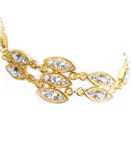 Noble Burnished Gold Bling Rhinestone Bracelet