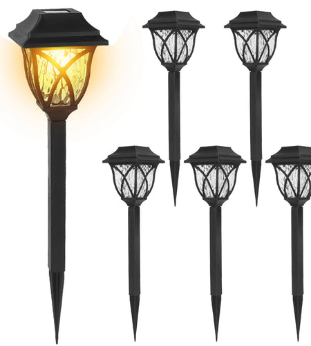 6Pack Solar Powered Stake Light Outdoor Decorative Landscape Lamp IP45 Waterproof Auto On Off Outdoor Light for Pathway Garden Yard Patio