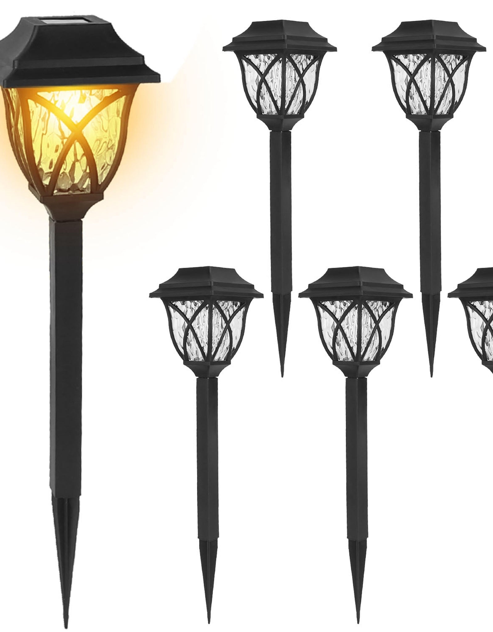 6Pack Solar Powered Stake Light Outdoor Decorative Landscape Lamp IP45 Waterproof Auto On Off Outdoor Light for Pathway Garden Yard Patio