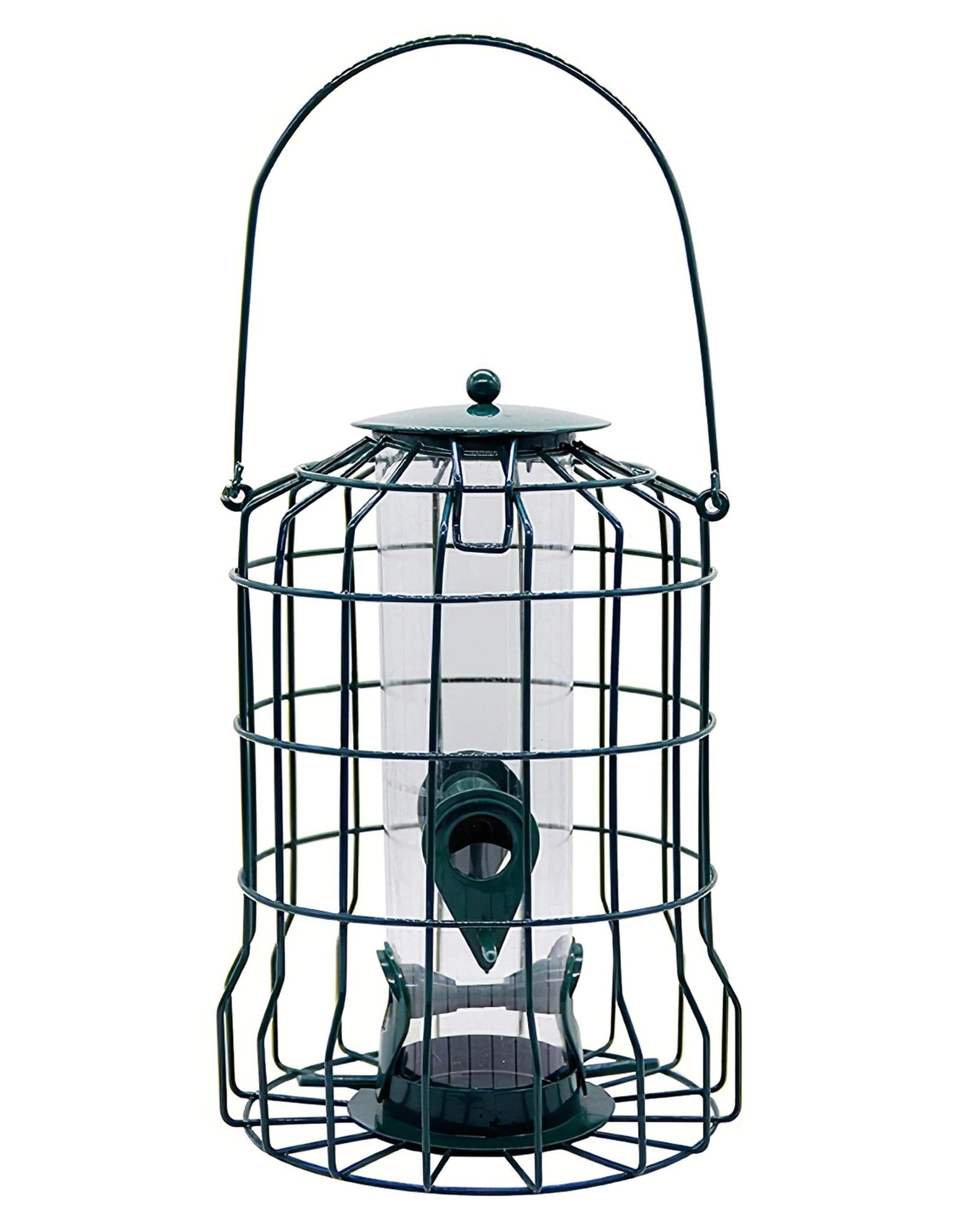 Outdoor Wild Bird Feeder Squirrel-Proof Chew-Proof Metal Hanging Seed Feeder with 4 Feeding Ports for Small Songbirds