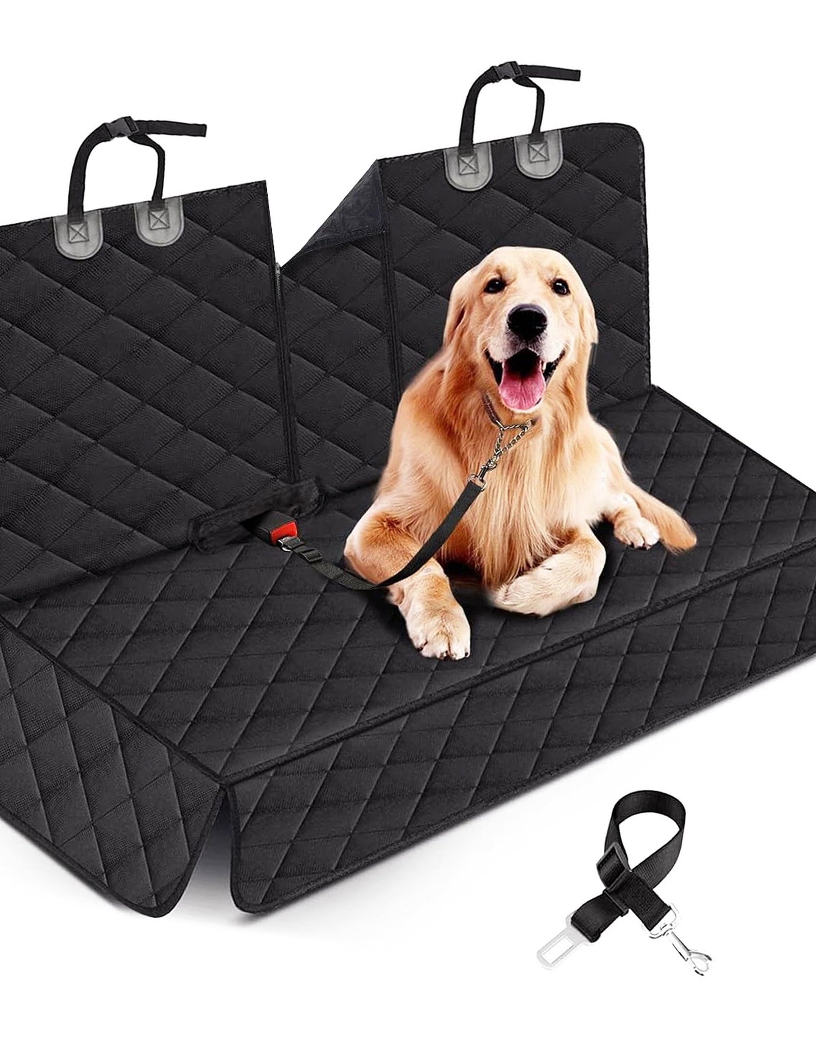 Dog Car Seat Cover Waterproof Scratchproof Pet Car Rear Protector Mat Pet Back Seat Cover with Dog Seat Belt for Car Truck SUV