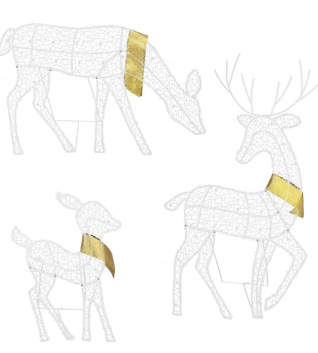 3 Sets of Reindeer Family Lighted 2D Christmas Deer Decoration Warm Yellow Light 3 Lighting Modes Buck Doe Fawn Indoor Outdoor Christmas Decoration