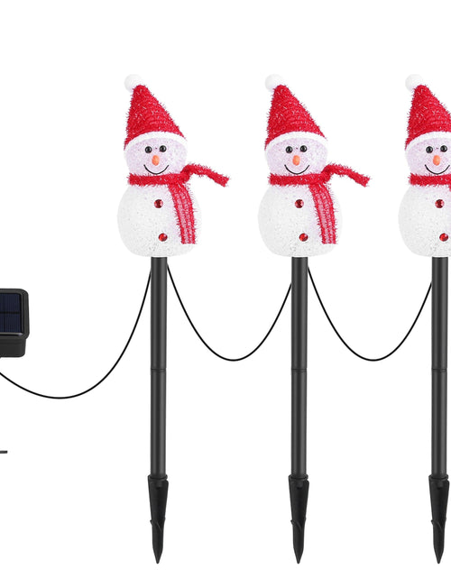 Load image into Gallery viewer, 1Pc Solar Powered Lamp 3 Snowmen Outdoor Decorative Christmas Lamp Garden Stake Light IP55 Waterproof Santa Landscape Light Warm White LED Lighting Pa
