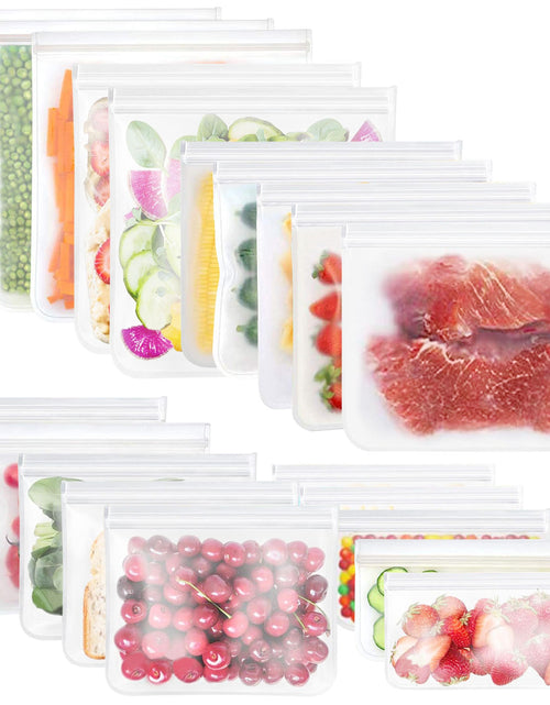 Load image into Gallery viewer, 20Pcs Reusable Food Storage Bags 5 Sandwich Snack Gallon Quart Bag Leakproof BPA Free Food Container Freezer Safe Lunch Bag
