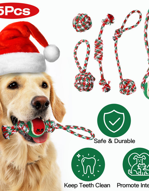 Load image into Gallery viewer, 5Pcs Christmas Dog Rope Chew Toys Dog Interactive Toys Set for Puppy Small Medium Aggressive Chewers Dogs Training Teething Playing
