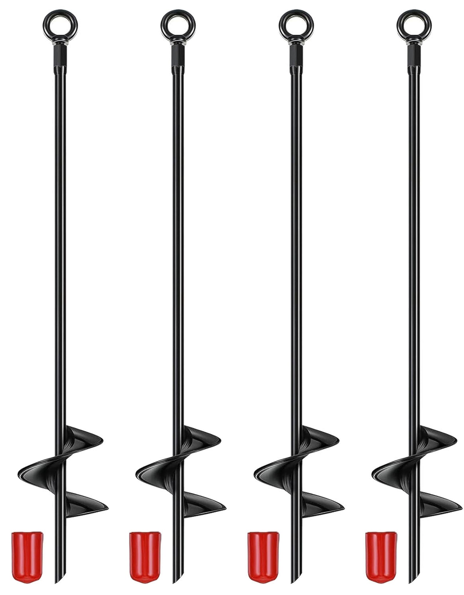 4 Pack Heavy Duty Ground Auger Stakes 2.76in Wide Spiral Drill Bits Soil Hole Digging Drill Shaft Farm Vegetable Flower Planting Earth Planter Digger