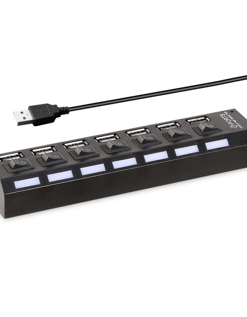 Load image into Gallery viewer, 7 Port USB 2.0 Hub - High Speed Multiport with Individual Switches and LEDs
