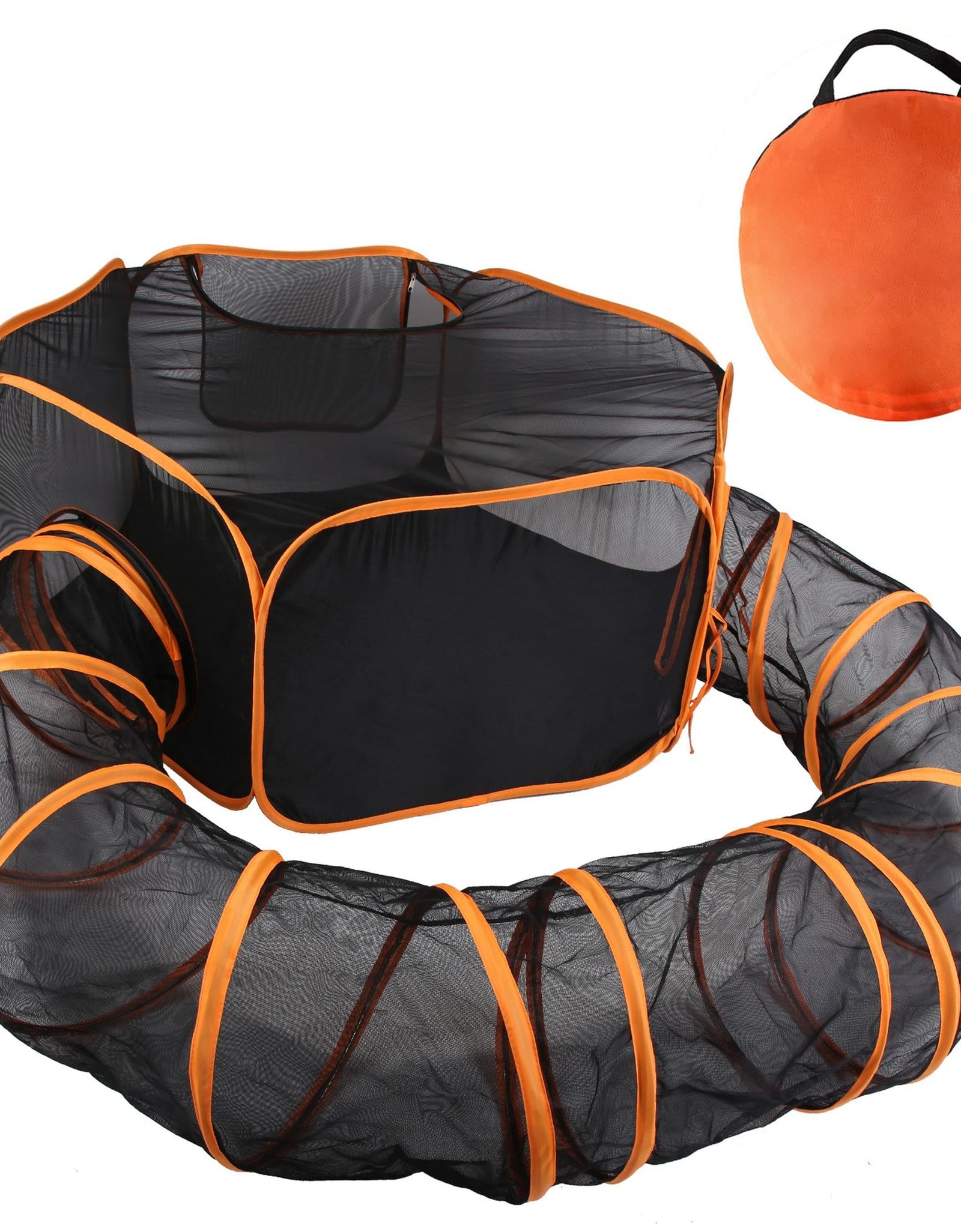 2 In 1 Foldable Pet Play Tent with Tunnel Pet Cage Tent Pet Enclosures Playground Indoor Outdoor with Carry Bag for Dog Cat Rabbit
