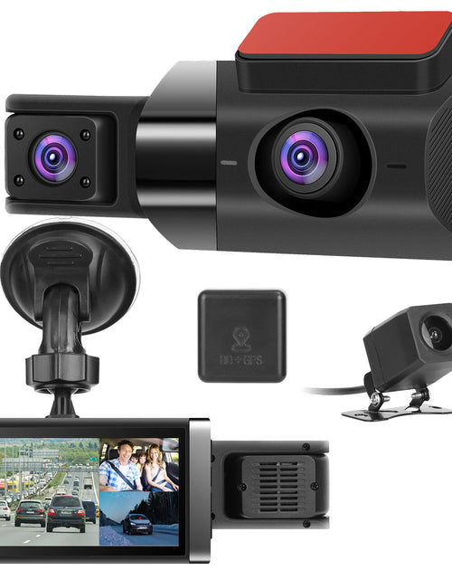 Load image into Gallery viewer, 2K Car DVR 3 Channel Dash Cam Camcorder Camera Recorder with 140� Angle GPS WiFi Night Vision G-sensor Loop Recording Parking Monitor

