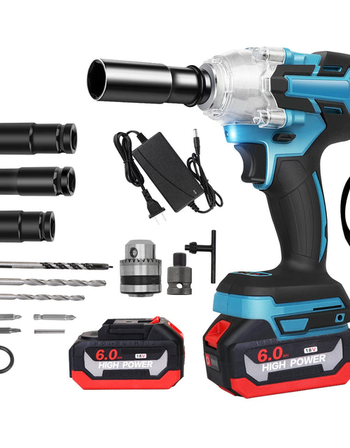 Load image into Gallery viewer, 3-In-1 Cordless Electric Impact Wrench Drill Screwdriver with Brushless Motor Max 3450RPM Variable Speed 2Pcs 6.0Ah Batteries 3 Sockets 3 Screwdriver
