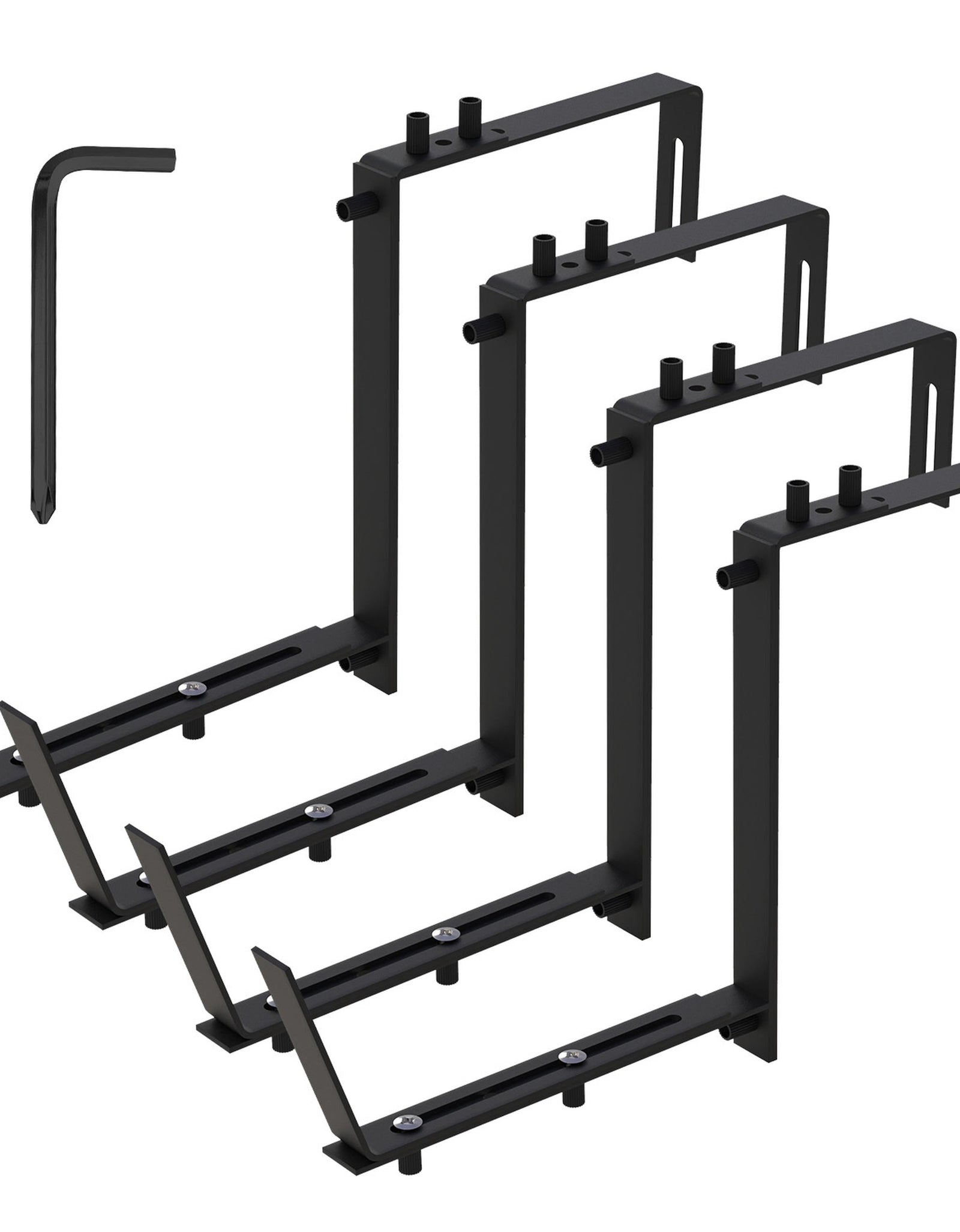 4Pcs Adjustable Planter Box Brackets Flower Box Holders Window Boxes Planters Hooks No Drill Railing Planter Mounts for Windowsills Garden Fences Balc