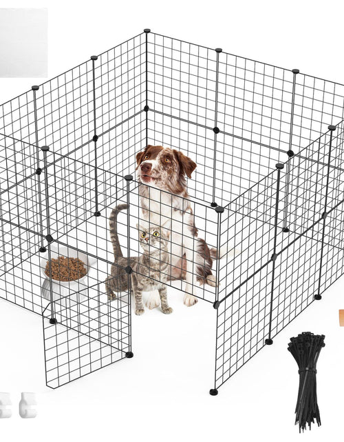 Load image into Gallery viewer, Small Animal Playpen with Door Dog Metal Playpen Small Medium Kitten Puppy Guinea Pig Rabbit Kennel Small Animal Cage Metal Wire Fence For Indoor Outd
