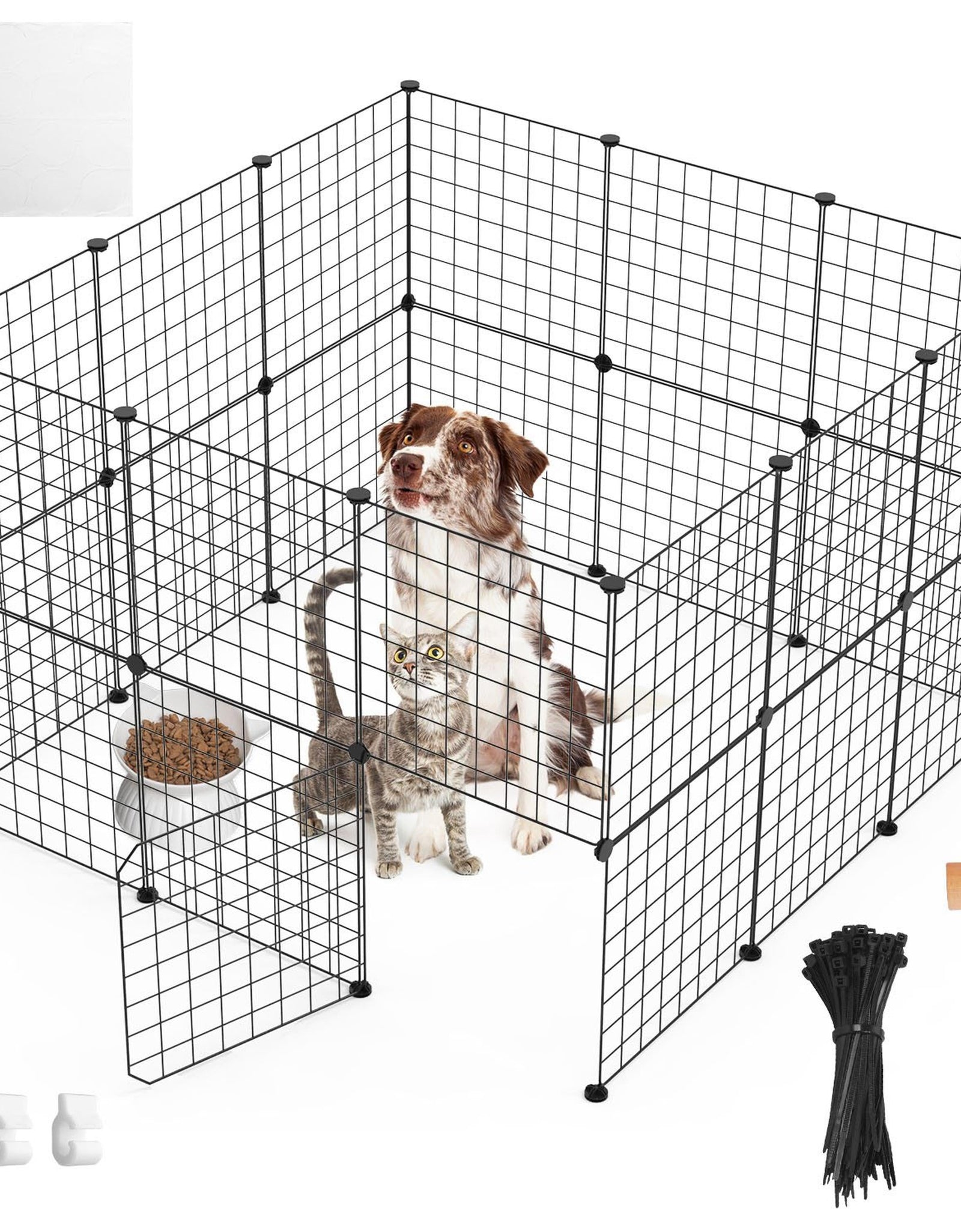 Small Animal Playpen with Door Dog Metal Playpen Small Medium Kitten Puppy Guinea Pig Rabbit Kennel Small Animal Cage Metal Wire Fence For Indoor Outd