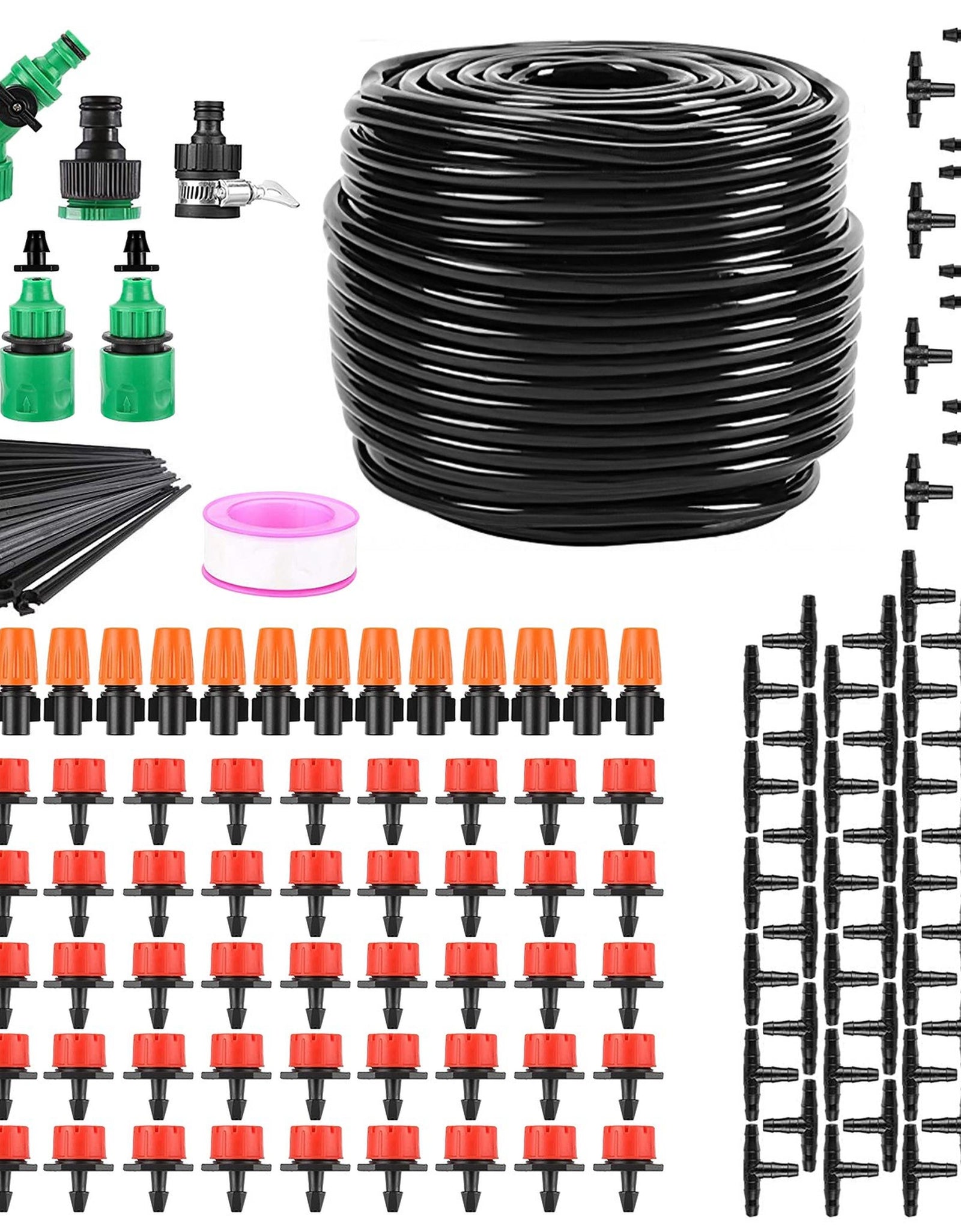 164FT Drip Irrigation Kit Automatic Garden Irrigation System Misting Plant Watering Drip Kit for Garden Greenhouse Flower Bed Patio Lawn