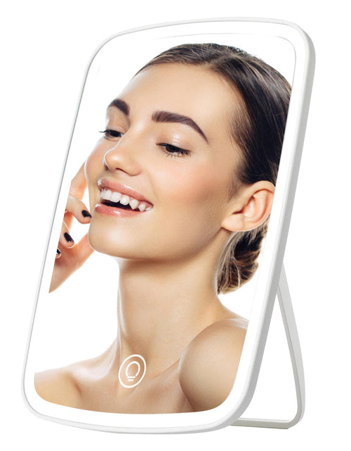 Load image into Gallery viewer, 5.98x8.62in Lighted Desk Mirror, 3 Colors, USB Rechargeable, Touch Control

