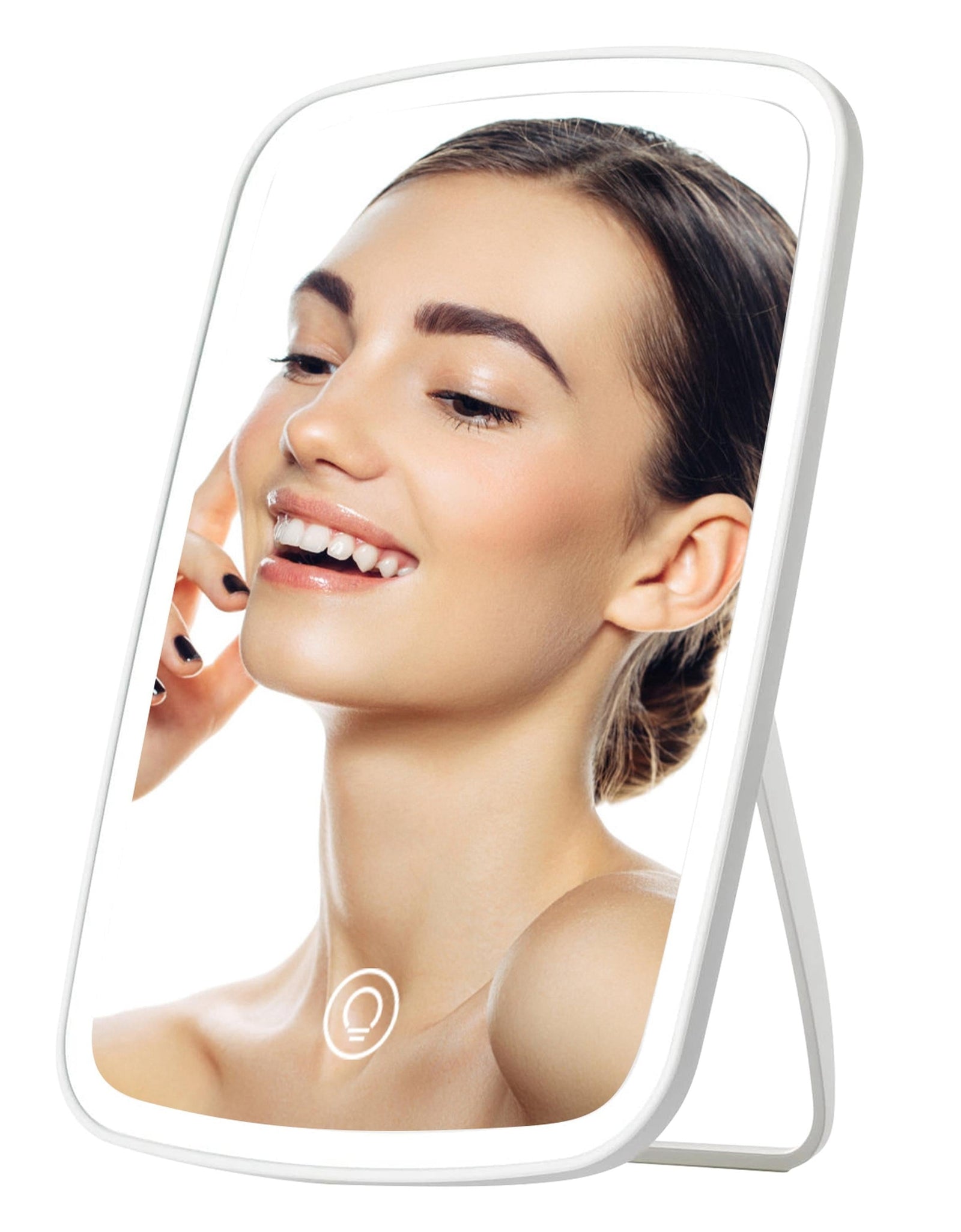5.98x8.62in Lighted Desk Mirror, 3 Colors, USB Rechargeable, Touch Control