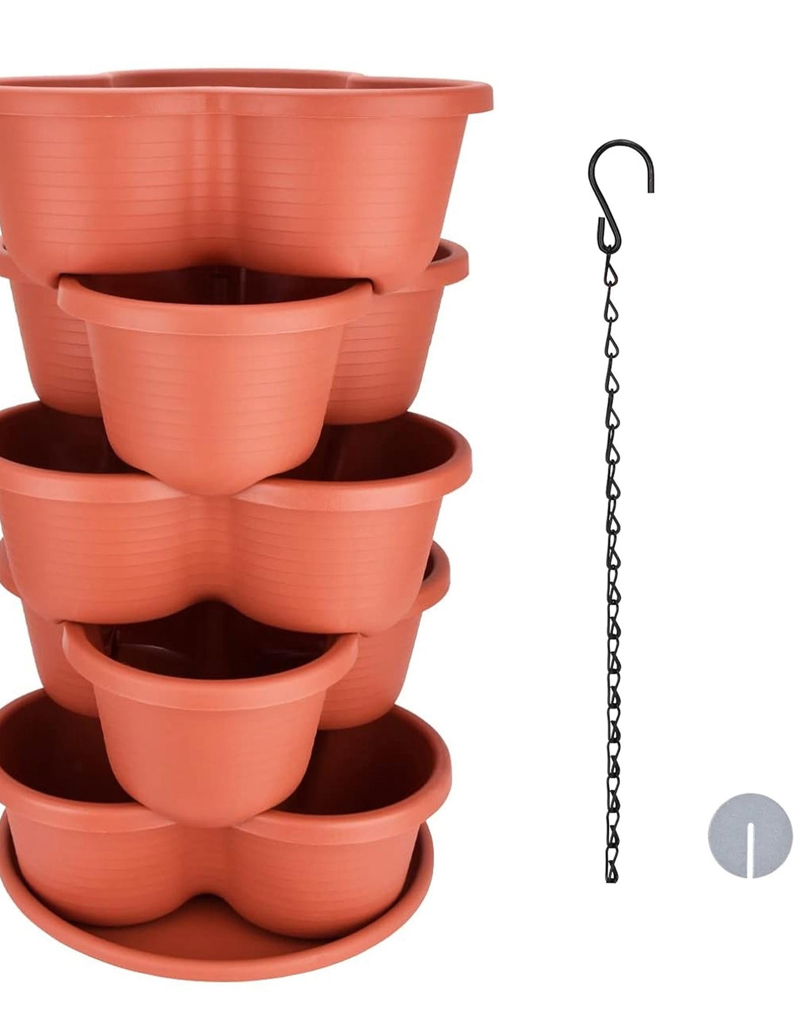 5 Tier Vertical Stackable Planter Garden Tower Stackable Planter Outdoor Gardening Pots for Strawberries Flowers Herbs Vegetables