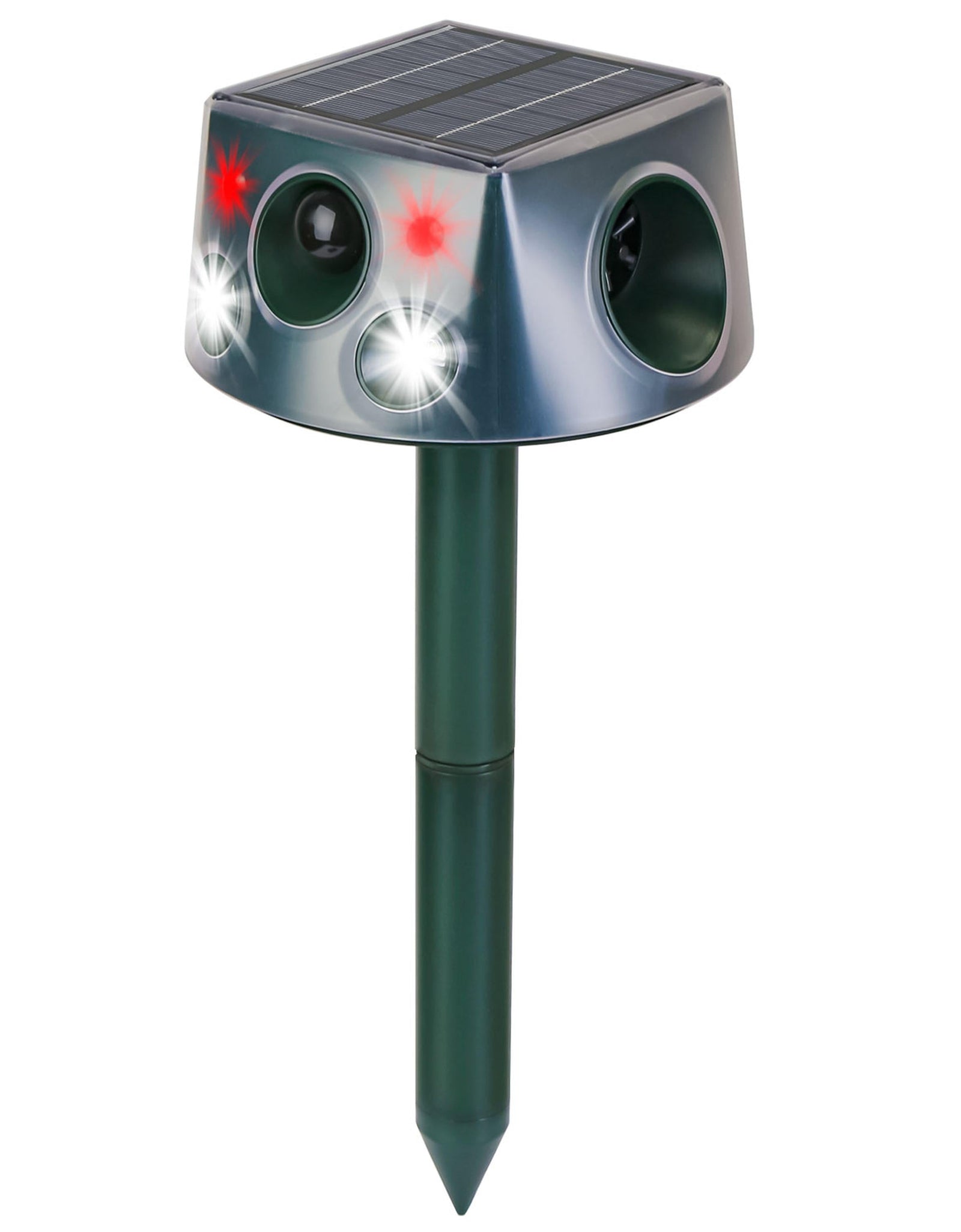 Ultrasonic Solar Animal Repeller Outdoor Mole Snake Squirrel Repellent Waterproof Bird Deer Dog Cat Deterrent with 6 Modes Motion Sensor Vibration Sta
