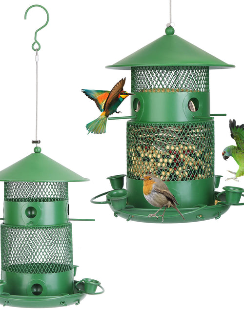 Load image into Gallery viewer, Wild Bird Feeder Squirrel-Proof Chew-Proof Metal Bird Seed Feeder Outdoor Hanging Bird Feeder With 360� Circular Perches Water Cups For Yard Garden Pa
