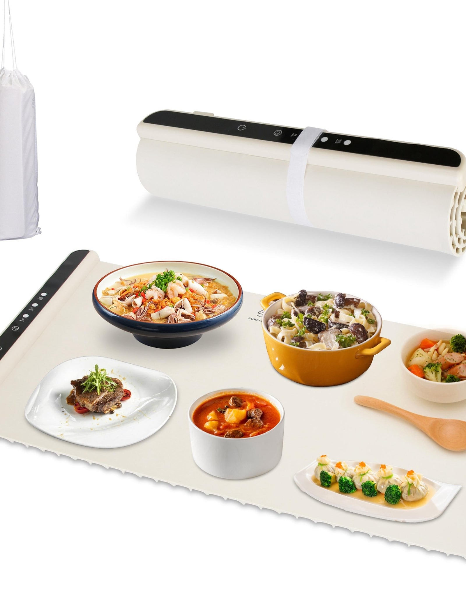 Electric Warming Tray Smart Food Warmer Roll Up Heating Pad With Adjustable Temperature Control 3 Auto Timer Settings for Buffet Party Gathering Resta