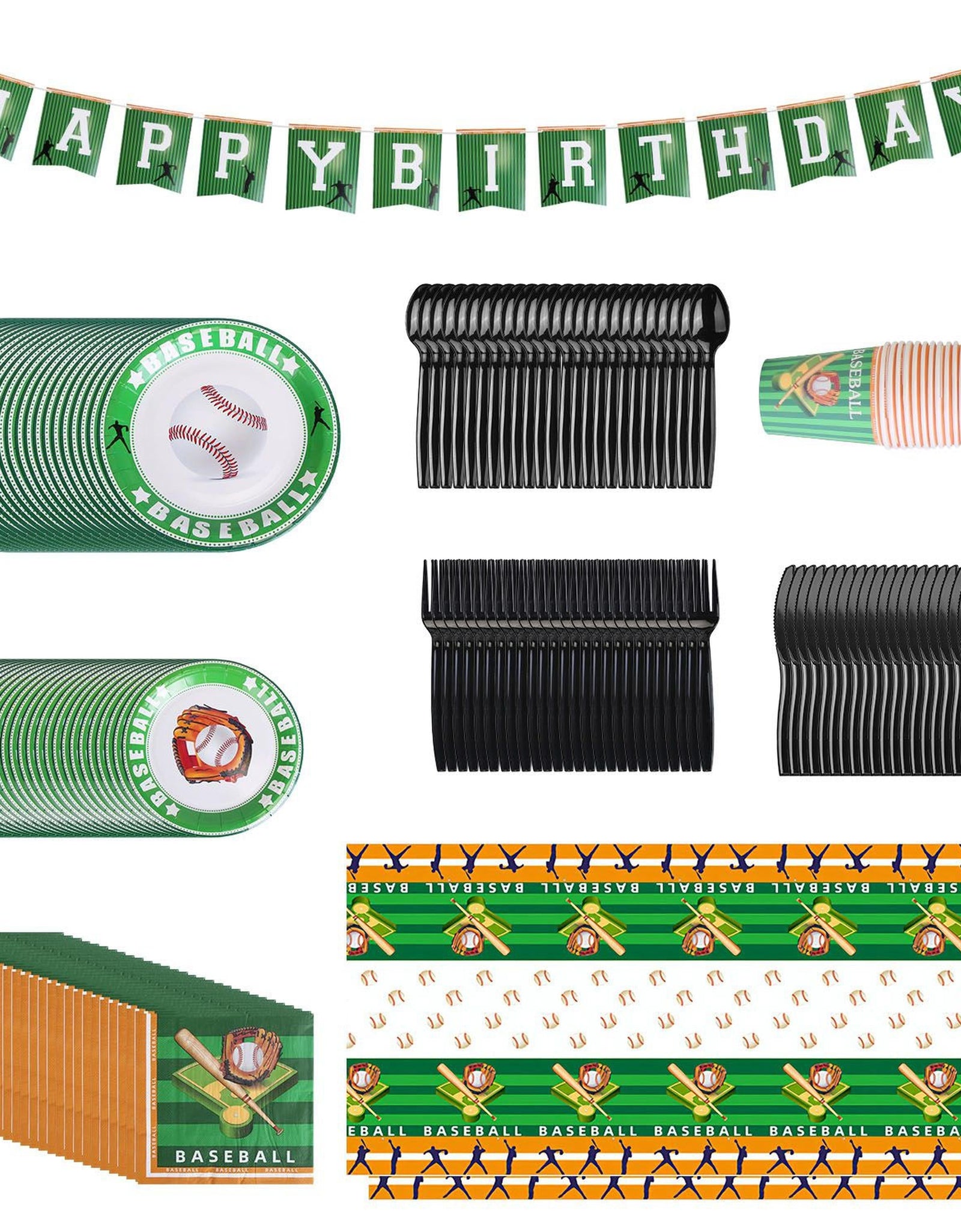 171Pcs Baseball Party Supplies Kit Baseball Birthday Party Disposable Dinnerware Set Baseball Themed Party Tableware Decorations Cups Plates Napkins S