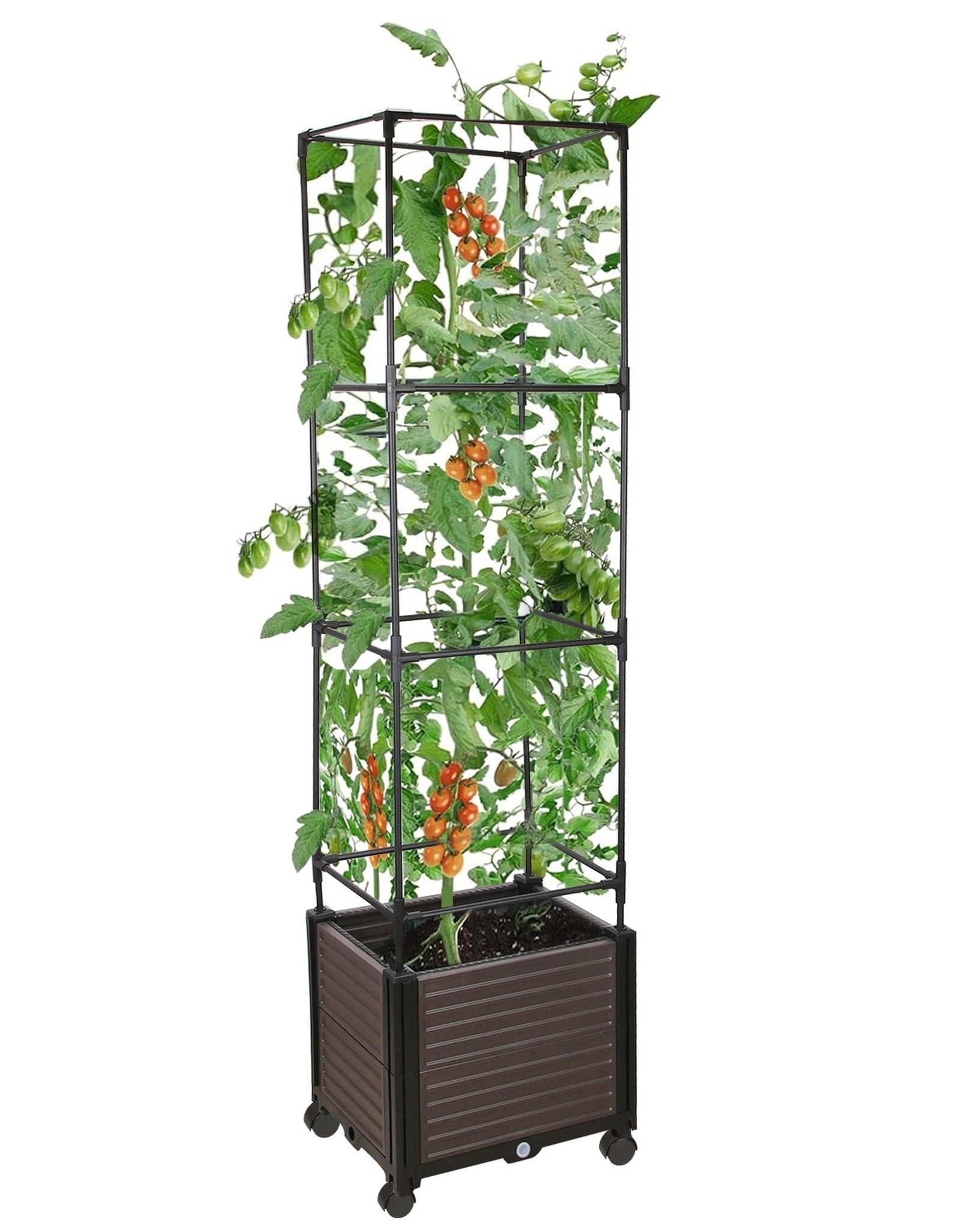 62.99IN Raised Garden Bed Planter Box with Trellis Wheels Self-Watering Vertical Raised Planter Box Crater for Climbing Plants Vegetable Vine Flowers