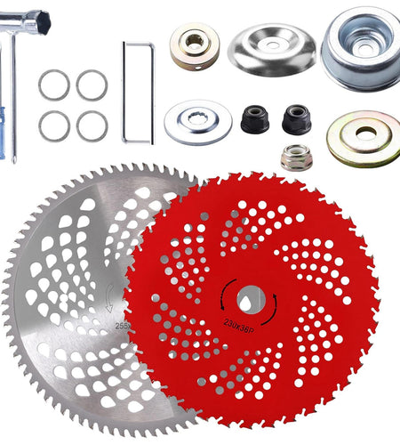 10" x 80T 9" x 36T Carbide Tip Brush Cutter Blades with Universal Adapter Kit Alloy Steel Blades Compatible with Brush Cutter Trimmer Weed Eater