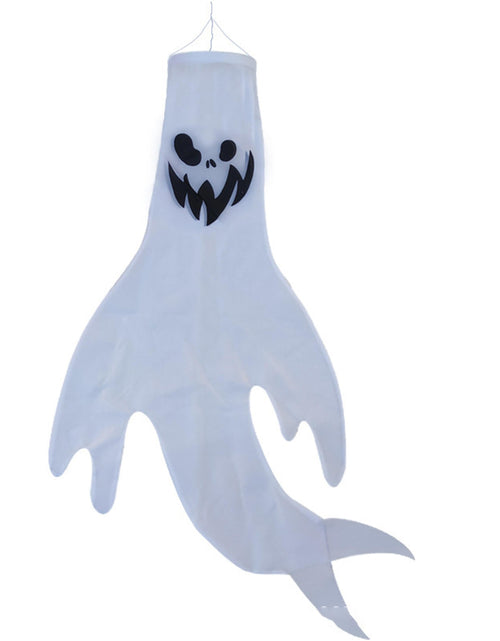 Load image into Gallery viewer, 4Pcs Halloween Ghosts with Witch Hats, LED Light Windsocks for Party Yard Decoration
