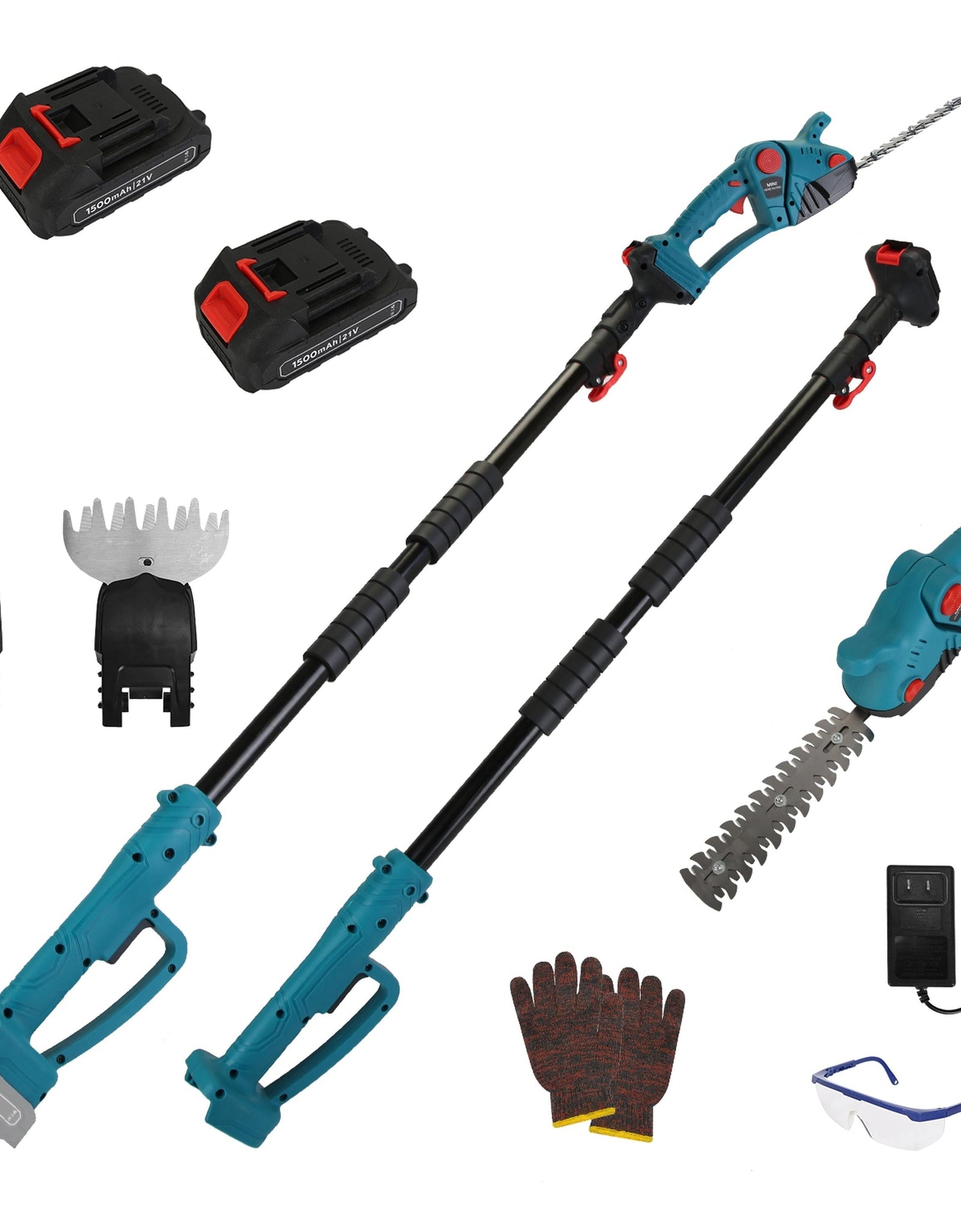 Cordless Pole Mini Hedge Trimmer & Grass Shear, 90� Rotatable, Telescopic Pole