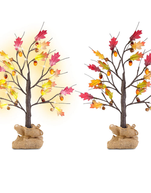Load image into Gallery viewer, 2Pcs 2FT Artificial Lighted Maple Tree, 24Pcs LED Beads, Battery Powered for Fall Decor

