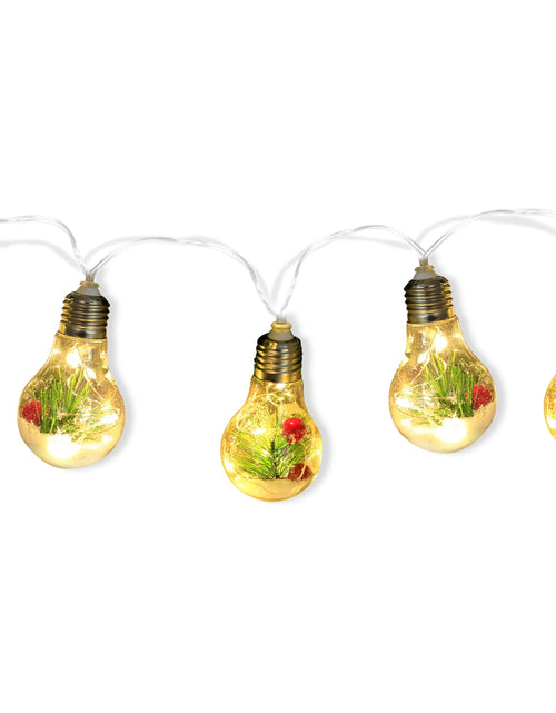 Load image into Gallery viewer, 13.78FT Christmas Snow Globe String Light, 10 LED Bulbs, Battery Powered with Pine Needles
