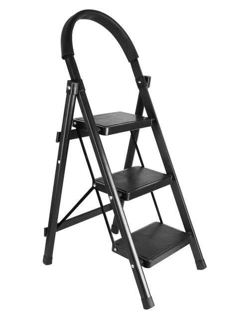Load image into Gallery viewer, 3-Step Folding Ladder w/ Anti-Slip Pedals &amp; Soft Grip � 330LBS Capacity
