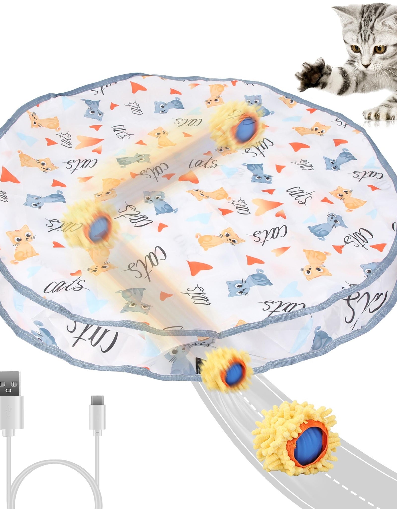 Rechargeable Cat Toy Ball Motion-Activated Rolling Mouse Game