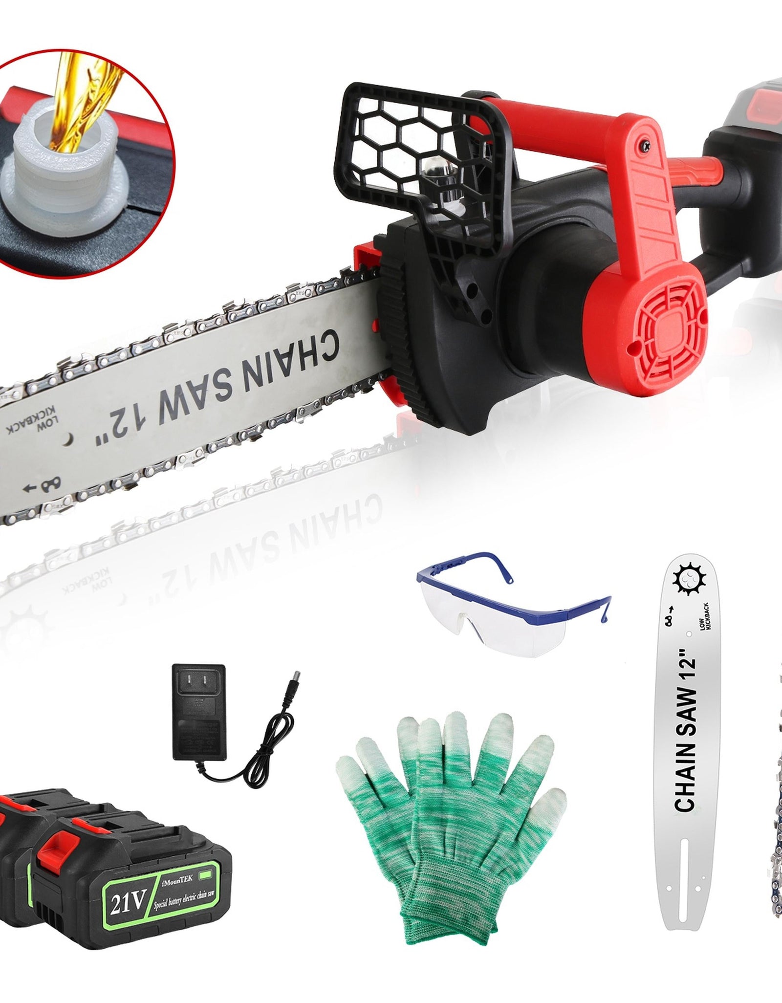 12� Cordless Chainsaw w/ 2�21V 3.0Ah Battery & Charger Brushless Auto-Oiler