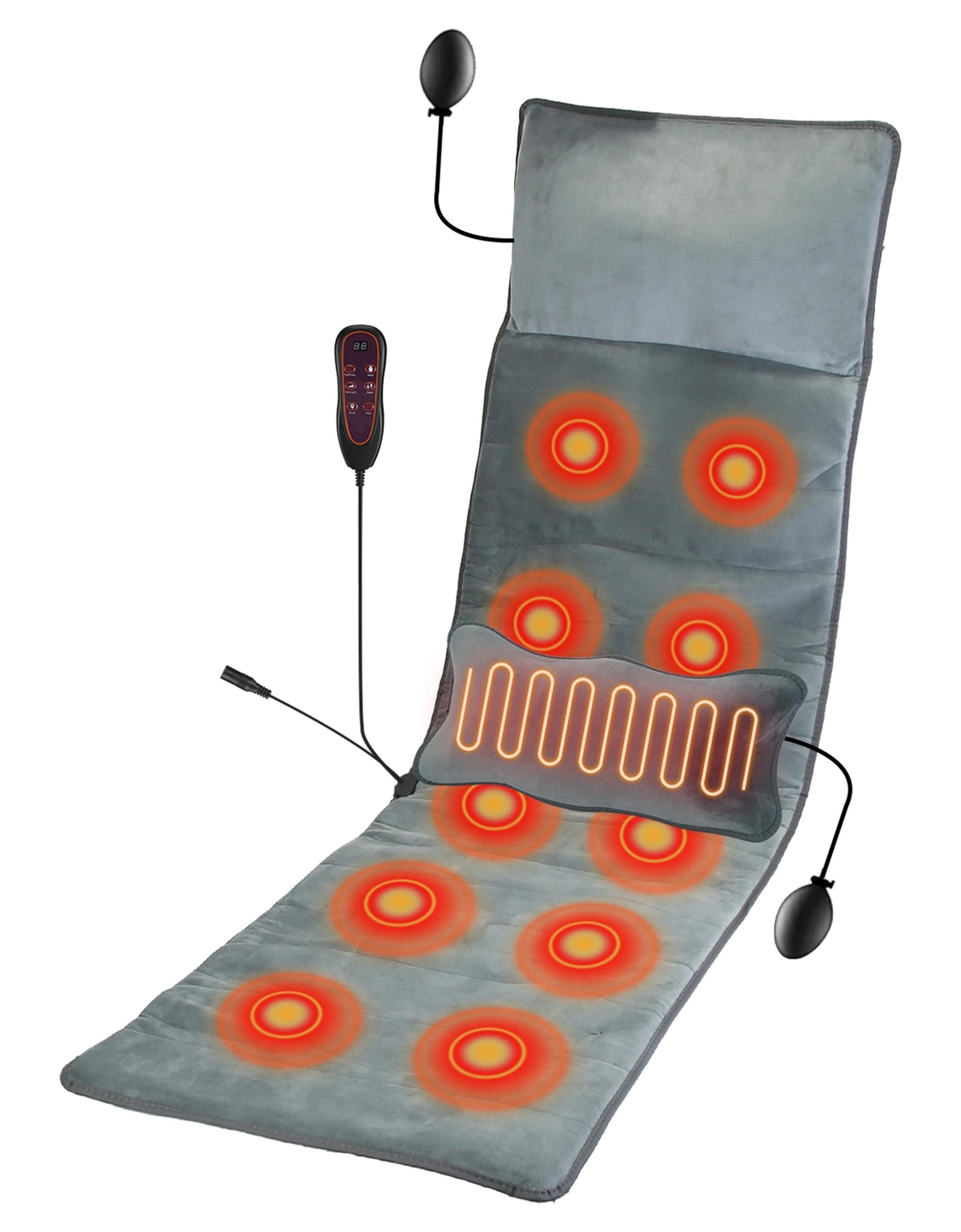 Full Body Massage Mat Heated Vibrating Pad with Head & Lumbar Pillow