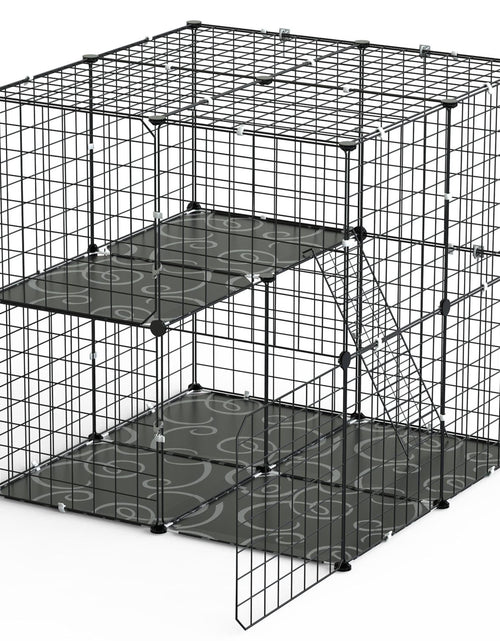 Load image into Gallery viewer, 2-Tier Cat Cage Playpen, Detachable Crate, Ladder, 2 Doors, for 1-2 Pets
