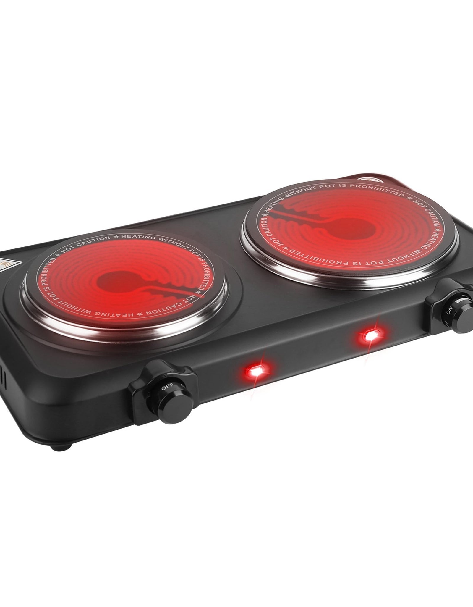 2000W Electric Infrared Dual Burner Hot Plate Stove w/ 7.5� & 6.3� Glass Tops