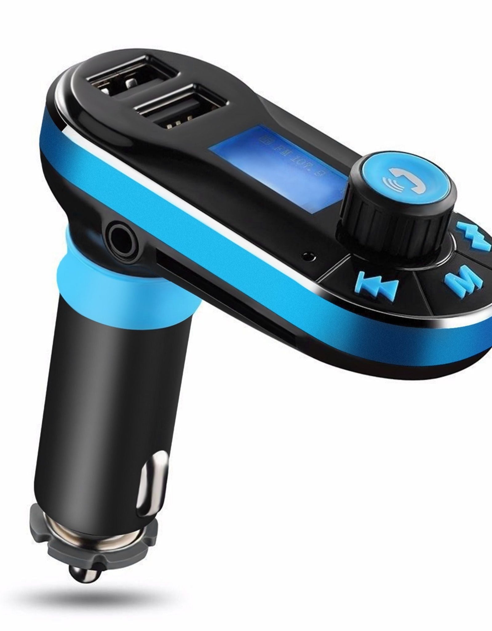 Wireless FM Transmitter with Dual USB Charger, Hands-free Call, MP3 Player, Aux-in, LED Display, Remote Controller