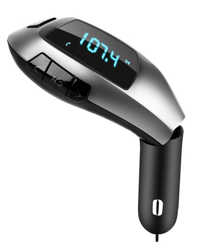 FM Transmitter: Car USB Charger, Hands-free Call, MP3 Player. Supports U Disk & TF Card Reading.