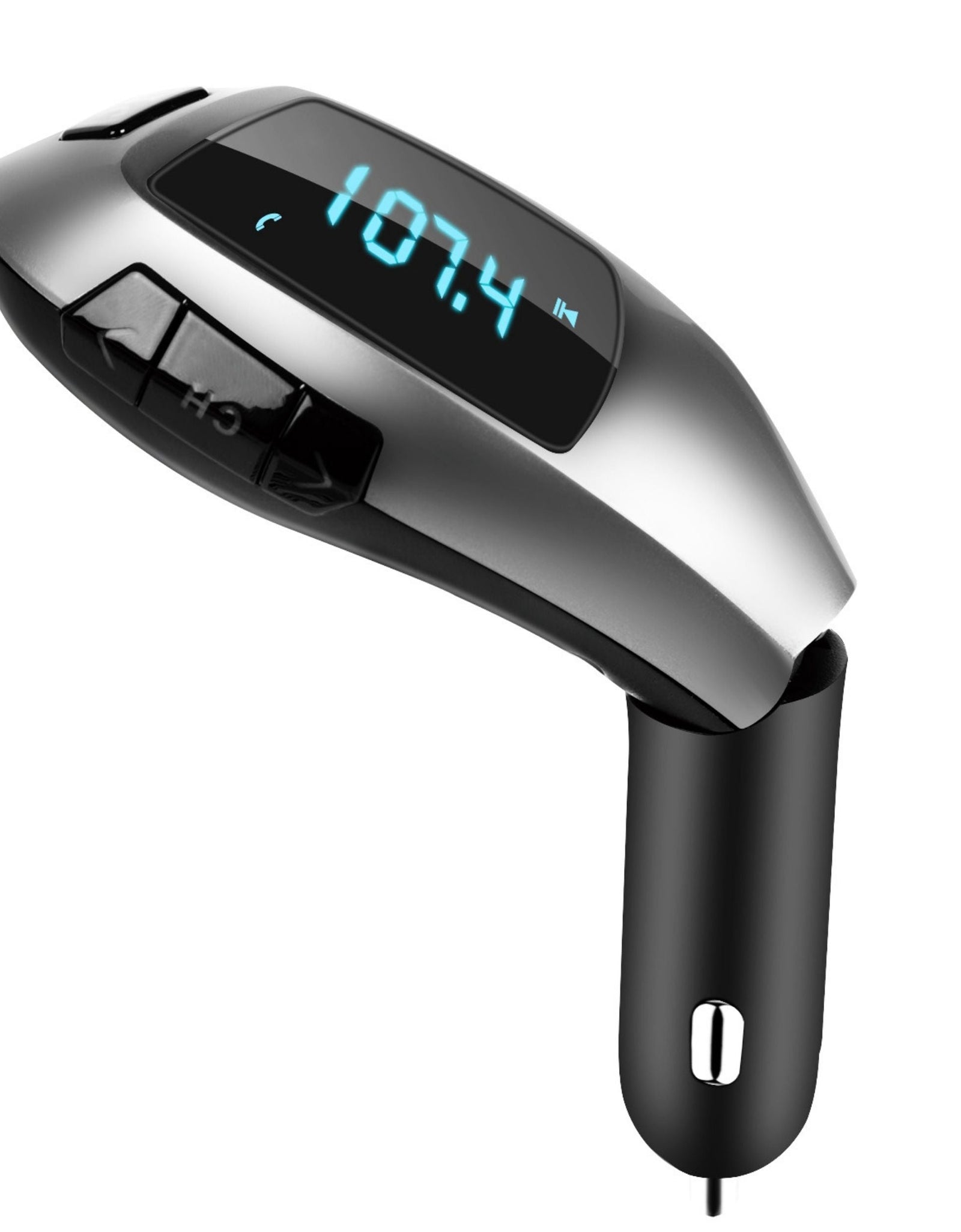 FM Transmitter: Car USB Charger, Hands-free Call, MP3 Player. Supports U Disk & TF Card Reading.