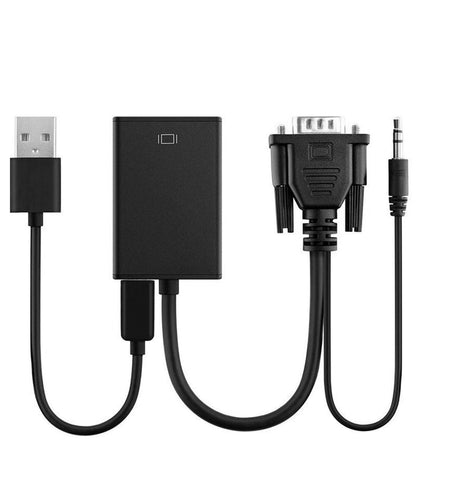 VGA to HD IN & HD OUT Converter Adapter HD 1080P Video Audio Cable Adapter w/ USB 3.5mm Plug For HDTV TV Projector Laptop