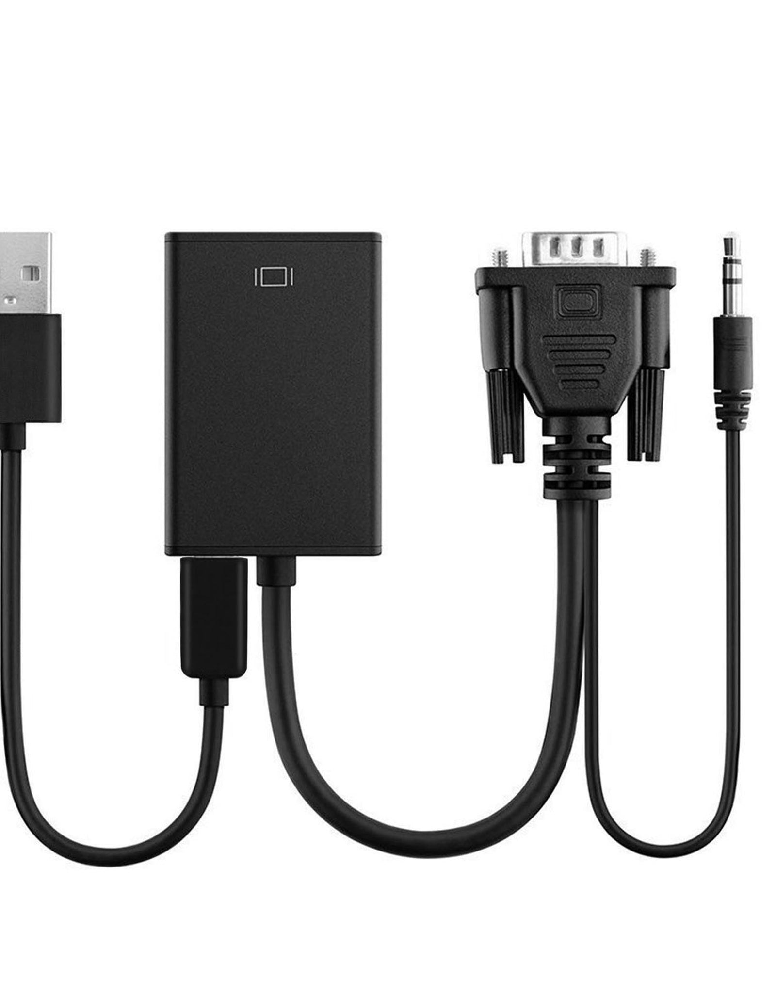 VGA to HD IN & HD OUT Converter Adapter HD 1080P Video Audio Cable Adapter w/ USB 3.5mm Plug For HDTV TV Projector Laptop