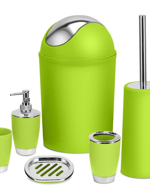 Load image into Gallery viewer, Bathroom Accessories Set 6 Pcs Bathroom Set Ensemble Complete Soap Dispenser Toothbrush Holder Tumbler Soap Dish Toilet Cleaning Brush Trash Can
